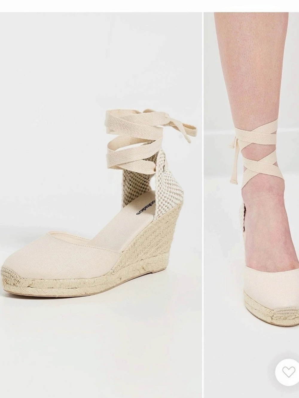 Soludos Tall Wedge Espadrille Cream US 8.5